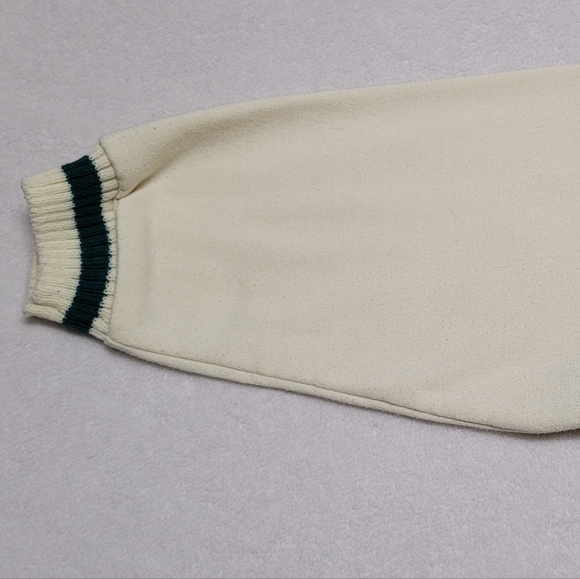 70s Vintage Morgan Square Cream Fleece Lined Argyle Knit Cropped Sweatshirt L - Picture 6 of 12